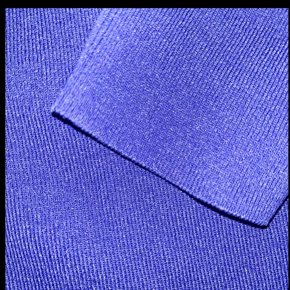 Chico’s Design Blue Rib Knit Lightweight Open Front Cardigan W/Slit Sides - Picture 7 of 8